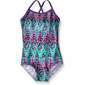 Kanu Surf Girls' Layla Beach Sport Banded 1 Piece Swimsuit size 8